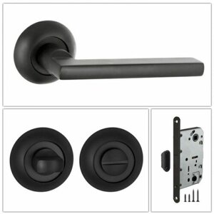 Комплект дверных ручек Punto AXIS_ZR_BL-24_UN, черный (ручка + завертка WC + магнитный замок)