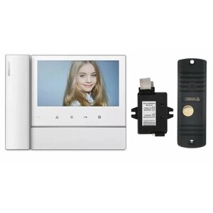 Комплект видеодомофона и вызывной панели COMMAX CDV-70NM (Белый) / AVC 305 (Черная) + Модуль XL Для цифрового подъездного домофона