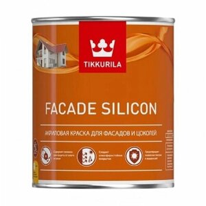 Краска для фасадов и цоколей Tikkurila "Facade Silicon" колерованная 0,9л, матовая, цвет S 302.
