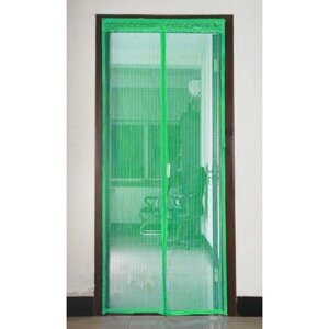 Магнитная антимоскитная сетка для двери, зеленая