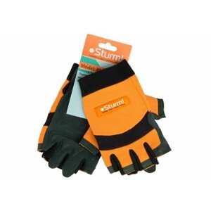 Перчатки рабочие STURM! Sturm, мужские, с открытыми пальцами, цвет оранж+черный+зеленый, размер XL, 8054-02-XL