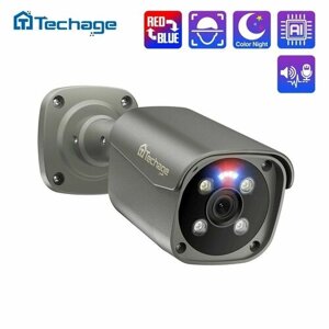 Techage H. 265 Ultra HD POE-камера Наружная 8-мегапиксельная IP-камера Цветное распознавание лиц Ночное видение Двустороннее аудио