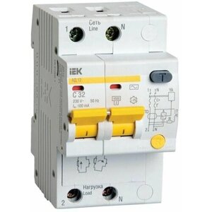 Выключатель автоматический дифференциального тока 2п C 32А 100мА тип AC 4.5кА АД-12 IEK MAD10-2-032-