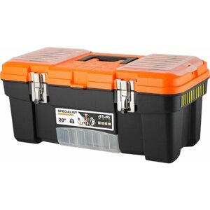 Ящик для инструментов Specialist 20" с металлическими замками черный/оранжевый, 508х256х225