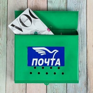 Ящик почтовый без замка (с петлёй), горизонтальный Письмо , зелёный