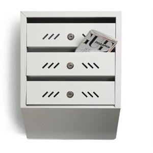 Ящик почтовый многосекционный, 3 секций, с задней стенкой, серый
