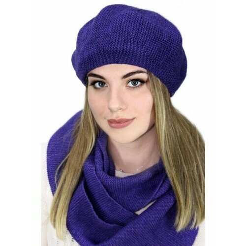 Берет Комплект "Вилсия" берет+шарф, размер 59-60, фиолетовый