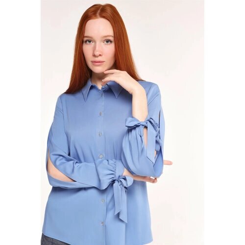 Блуза маковцвет, размер 42 XS, синий