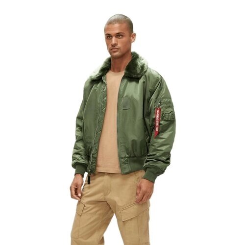 Бомбер ALPHA INDUSTRIES B-15 Flight Jacket, силуэт прямой, размер L, зеленый