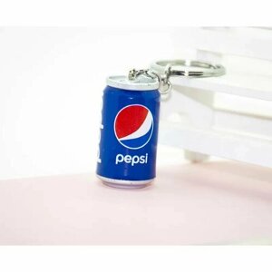 Брелок Брелок - на ключи, брелок на рюкзак Баночка Pepsi/ Пепси, белый, синий