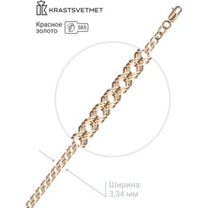 Цепь Krastsvetmet, красное золото, 585 проба, длина 55 см, средний вес 3.51 г