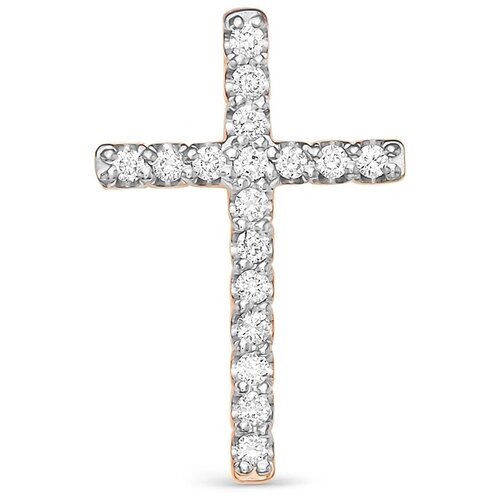 Декоративный крест с 17 бриллиантами 0.119 карат из красного золота 61557 VESNA jewelry