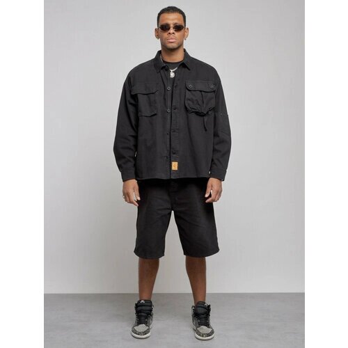 Джинсовая куртка MTFORCE демисезонная, силуэт свободный, манжеты, карманы, размер 56, черный