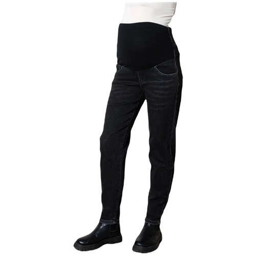 Джинсы Мамуля Красотуля демисезонные, полуприлегающий силуэт, классический стиль, завышенная посадка, стрейч, эластичный пояс, карманы, размер 50 (XL), черный, серый