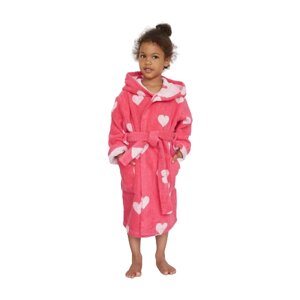 Халат махровый детский Крошка Я "Сердечки" размер 28, цвет розовый, 100% хлопок 360 г/м2. В упаковке шт: 1