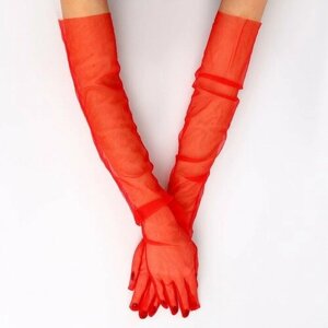 Карнавальный аксессуар- перчатки прозрачные, цвет красный, "Страна Карнавалия"