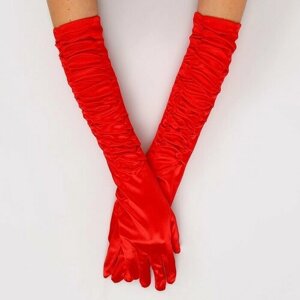 Карнавальный аксессуар - перчатки со сборкой, цвет красный, "Страна Карнавалия"