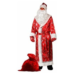 Карнавальный костюм "Дед Мороз", сатин, р. 54-56, цвет красный