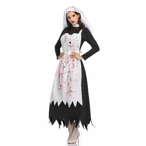 Карнавальный костюм монашки в крови для Хэллоуина, размер M