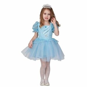 Карнавальный костюм "Принцесса-малышка" голубая, платье, диадема, р. 116-60