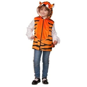 Карнавальный костюм Тигр, жилет с капюшоном, размер 116-60, Батик 22-1-116-60