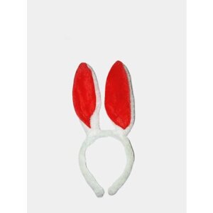 Карнавальный ободок зайчик зайка заяц с ушками ушами для праздника, Цвет Красный