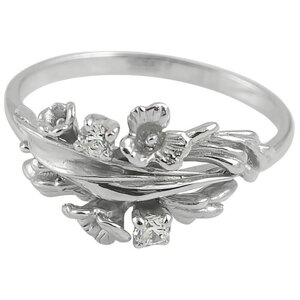 Кольцо Альдзена Луговые цветы, серебро, 925 проба, родирование, фианит, размер 18.5, серебряный