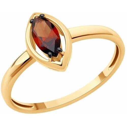 Кольцо Diamant красное золото, 585 проба, гранат, размер 18