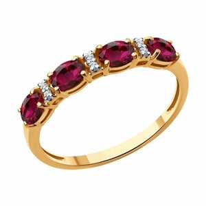Кольцо Diamant, красное золото, 585 проба, рубин, бриллиант, размер 17