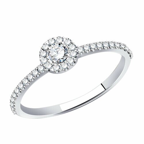 Кольцо Diamant online, белое золото, 585 проба, фианит, размер 17.5, прозрачный