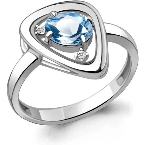 Кольцо Diamant online, серебро, 925 проба, фианит, топаз, размер 17.5