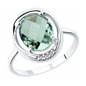 Кольцо Diamant online, серебро, 925 проба, кварц, фианит, размер 17.5