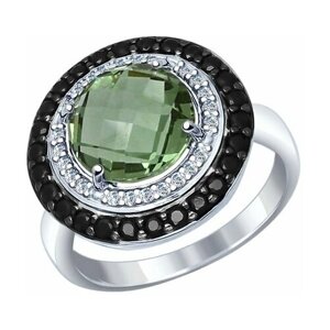 Кольцо Diamant online, серебро, 925 проба, кварц, фианит, размер 17