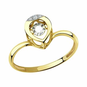 Кольцо Diamant online, желтое золото, 585 проба, фианит, размер 16, золотой