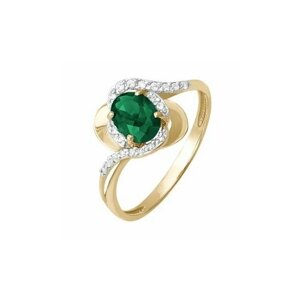 Кольцо Diamant online, золото, 585 проба, бриллиант, изумруд, размер 17.5, зеленый, бесцветный