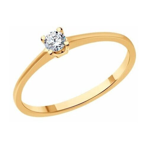 Кольцо Diamant online, золото, 585 проба, бриллиант, размер 15.5, бесцветный