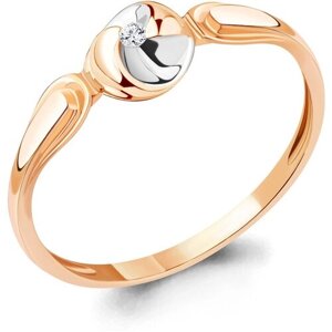 Кольцо Diamant online, золото, 585 проба, бриллиант, размер 16.5, бесцветный
