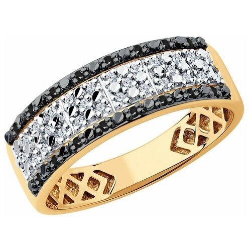 Кольцо Diamant online, золото, 585 проба, бриллиант, размер 18.5, черный