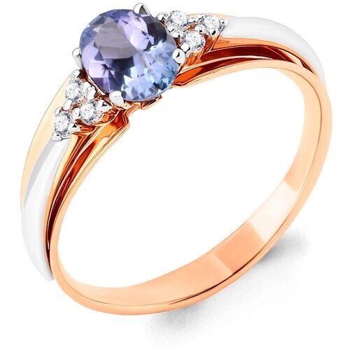 Кольцо Diamant online, золото, 585 проба, бриллиант, танзанит, размер 19.5
