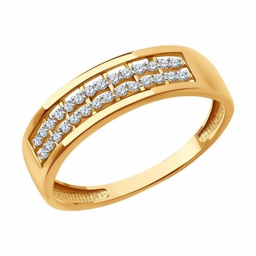 Кольцо Diamant online, золото, 585 проба, фианит, размер 18.5