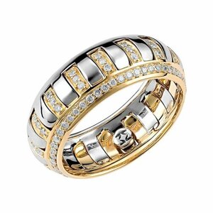 Кольцо Эстет, комбинированное золото, 585 проба, бриллиант, размер 17.5