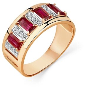 Кольцо Master Brilliant, красное золото, 585 проба, бриллиант, рубин