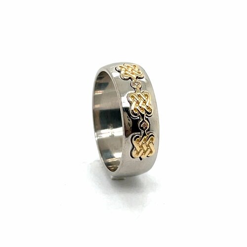 Кольцо обручальное Арт-Ювелир, желтое золото, серебро, 585, 925 проба, платинирование, бриллиант, размер 16, серебряный