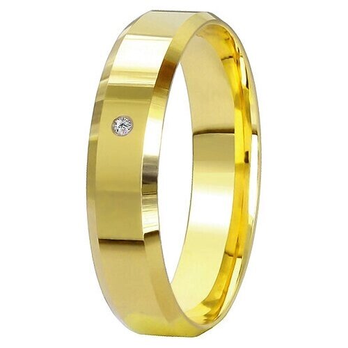 Кольцо обручальное AZADE, желтое золото, 585 проба, бриллиант, размер 17.5