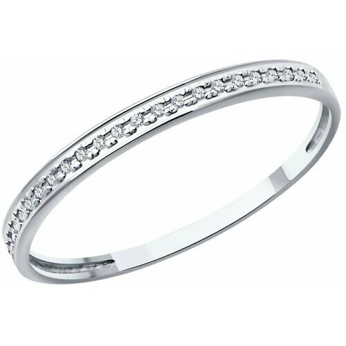 Кольцо обручальное Diamant online, белое золото, 585 проба, бриллиант, размер 18, бесцветный