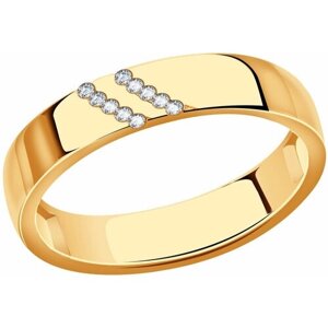 Кольцо обручальное Diamant online, золото, 585 проба, бриллиант, размер 18.5, бесцветный