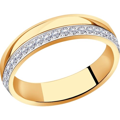 Кольцо обручальное Diamant online, золото, 585 проба, фианит, размер 16