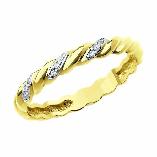 Кольцо обручальное SOKOLOV, желтое золото, 585 проба, бриллиант, размер 17.5