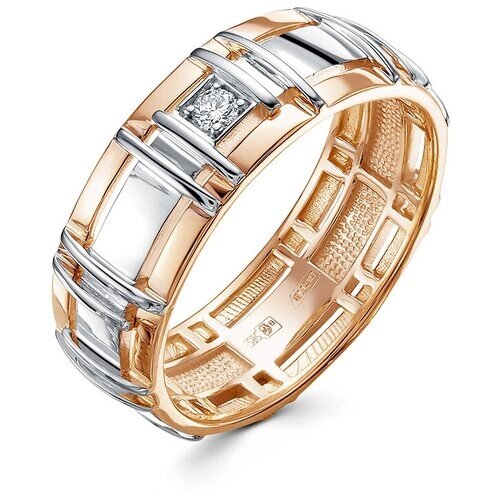Кольцо обручальное Vesna jewelry, комбинированное золото, 585 проба, бриллиант, размер 21, бесцветный