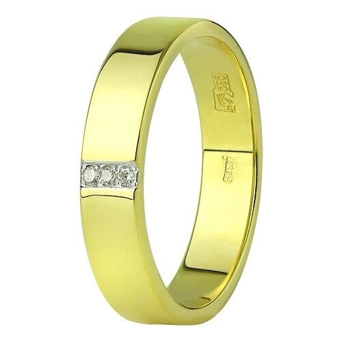 Кольцо обручальное Юверос, желтое золото, 585 проба, бриллиант, размер 15